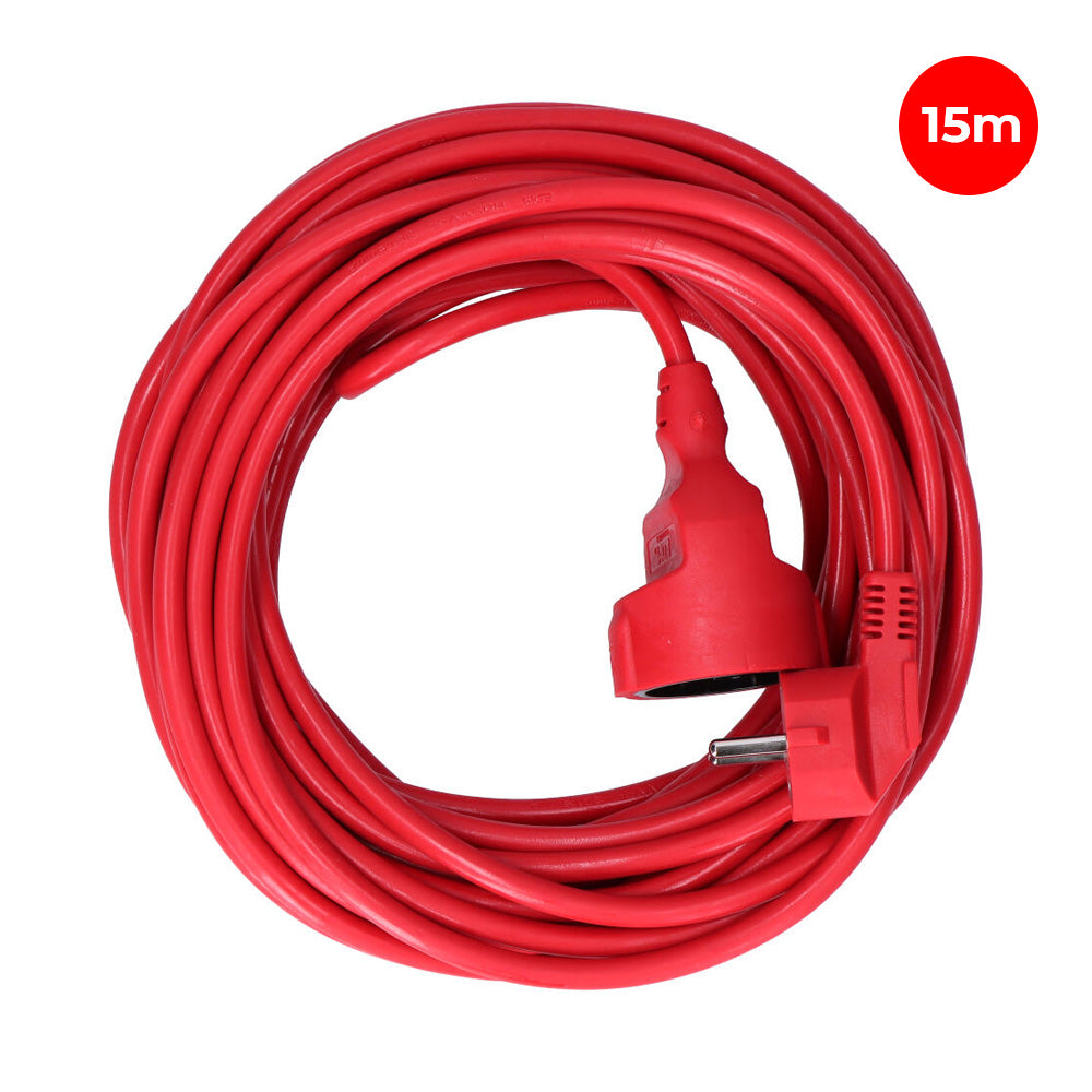 Prolunga con 1 presa 2P+T 16A 250V~ 15 m di cavo H05VV-F 3G1,5 mm² Rossa EDM