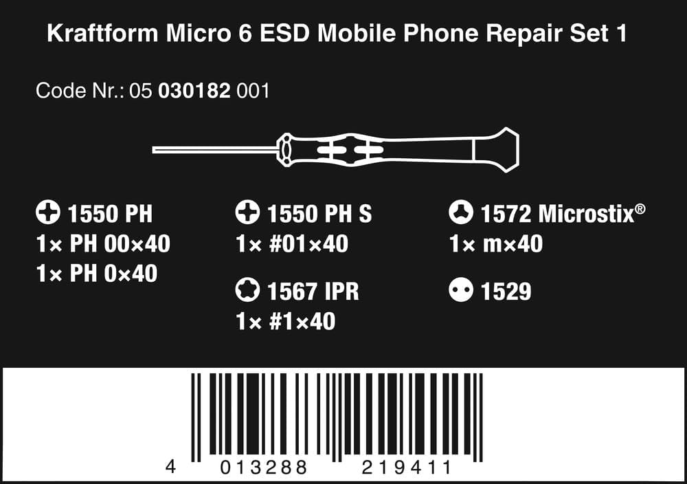 Kit de reparación para Smartphones Kraftform Micro 6 ESD (6 piezas) Wera