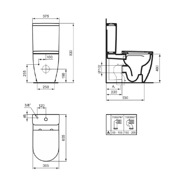 Inodoro completo a pavimento con montaje a pared Ellisse Ideal Standard T569601