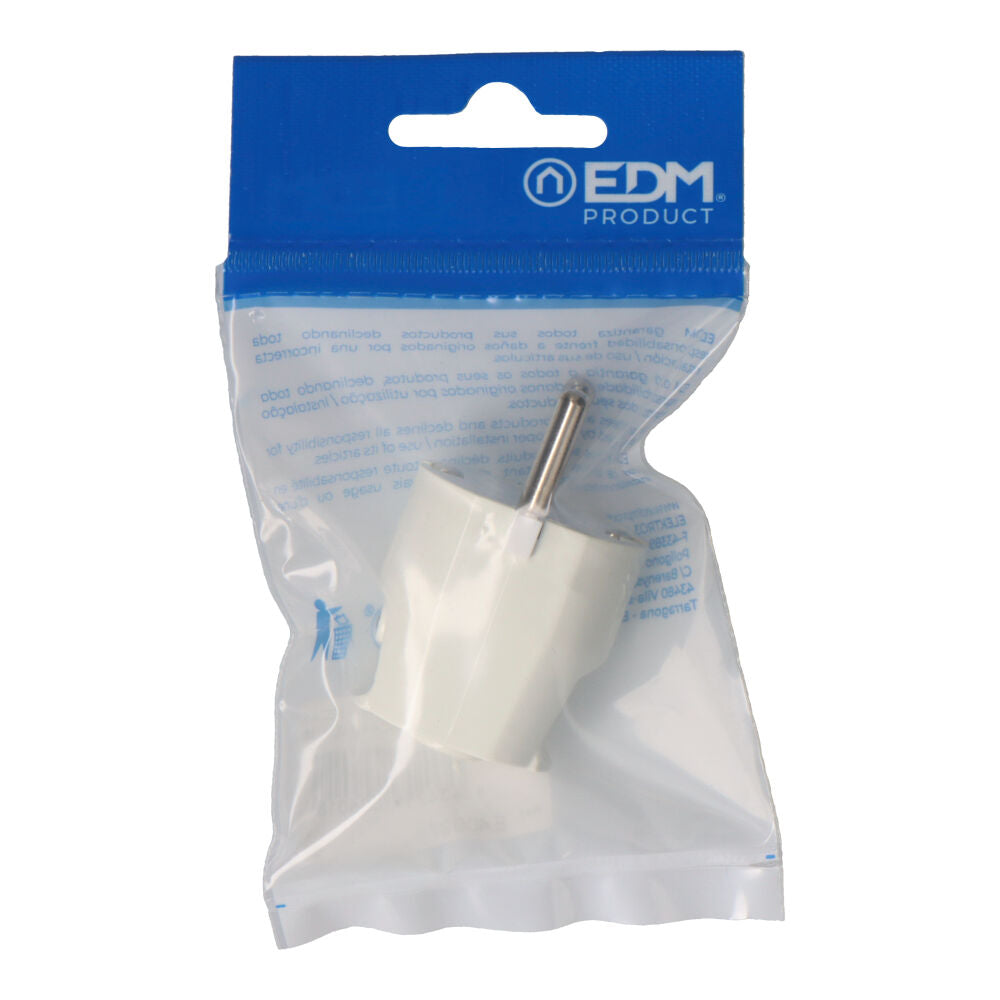 Clavija tipo F 4,8mm 10/16A T/TL Blanca EDM E40997
