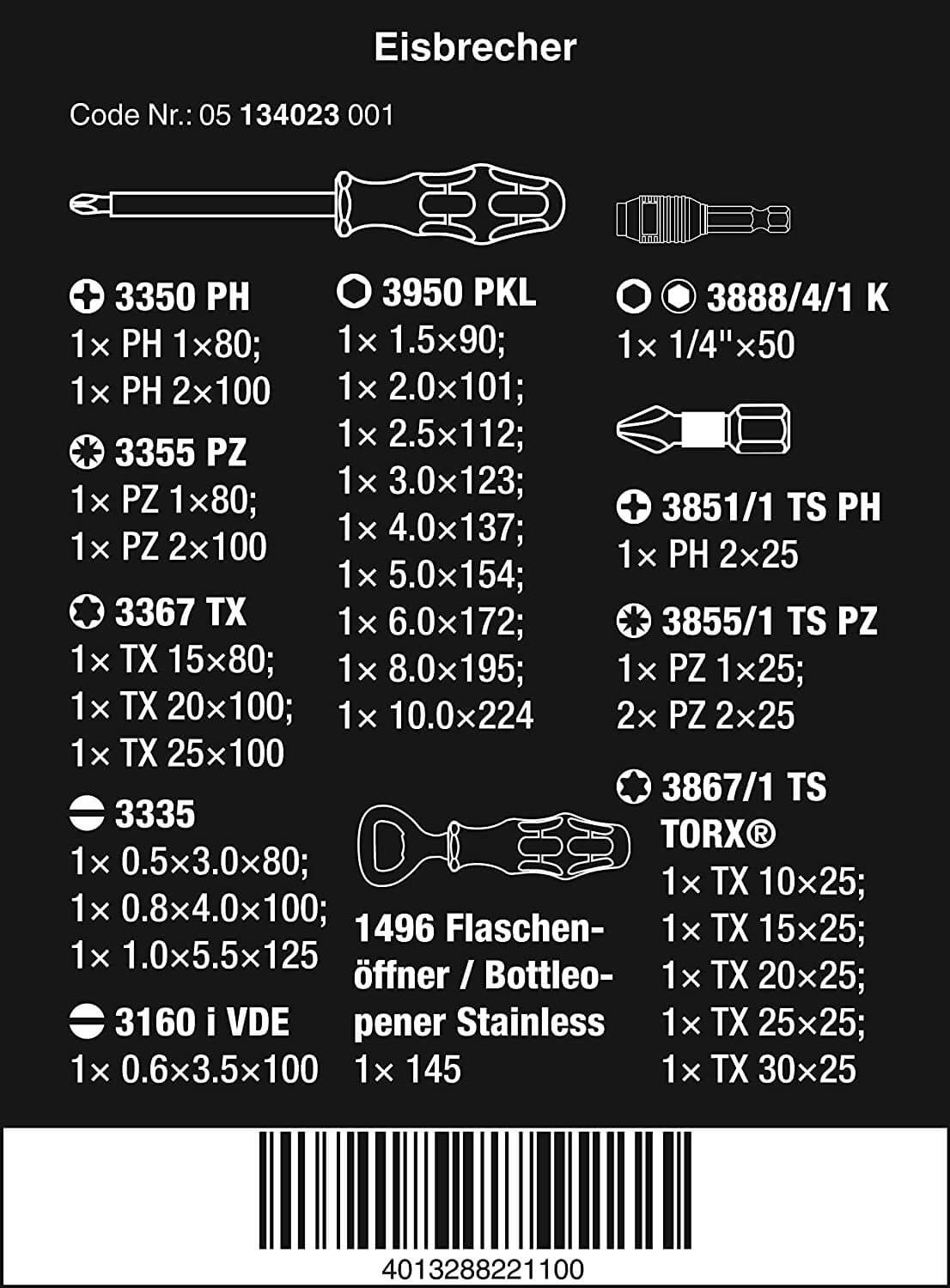 Juego destornilladores y puntas acero Inoxidable 32 piezas Wera Icebreaker 134023 WERA - 7