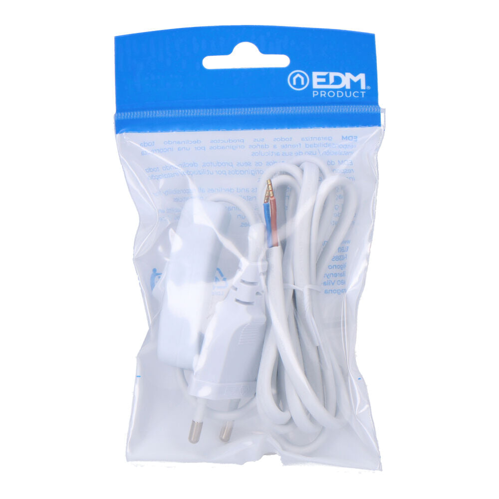 Connessione con interruttore 3 A, 1,5 m, cavo piatto bianco 2x0,75 mm EDM