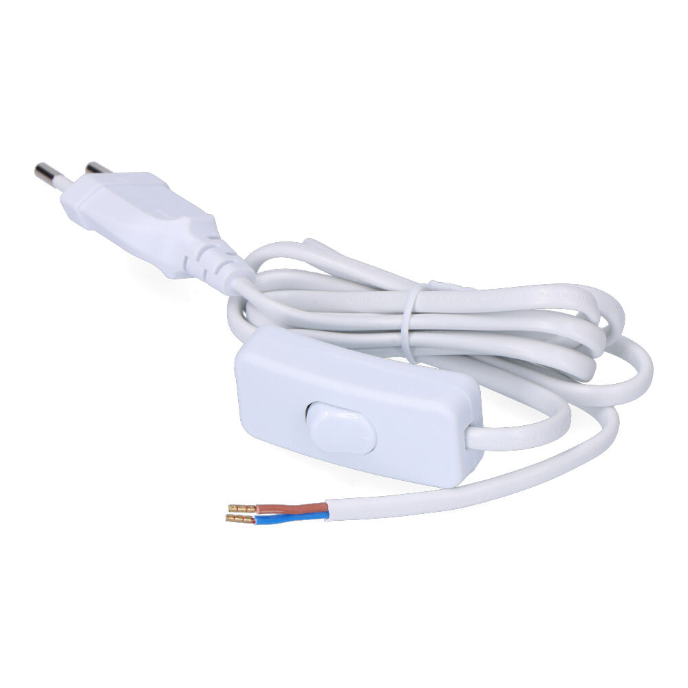 Connessione con interruttore 3 A, 1,5 m, cavo piatto bianco 2x0,75 mm EDM