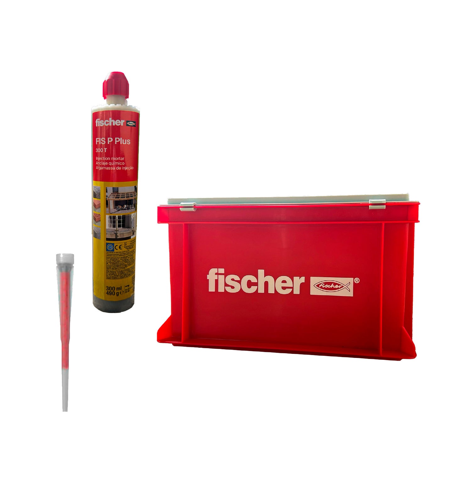 Confezione da 20 Cartucce Ancorante Chimico 300ml FIS P Plus 300 T + 40 ugelli + scatola Fischer 573261