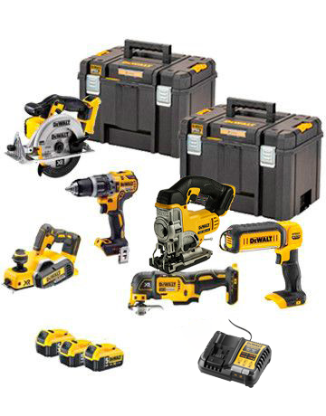 Power kit 6 herramientas Dewalt a batería 18V DCK665P3T