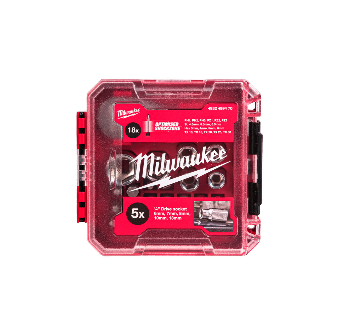 Juego 25pcs carraca 1/4" y puntas Milwaukee 4932499470