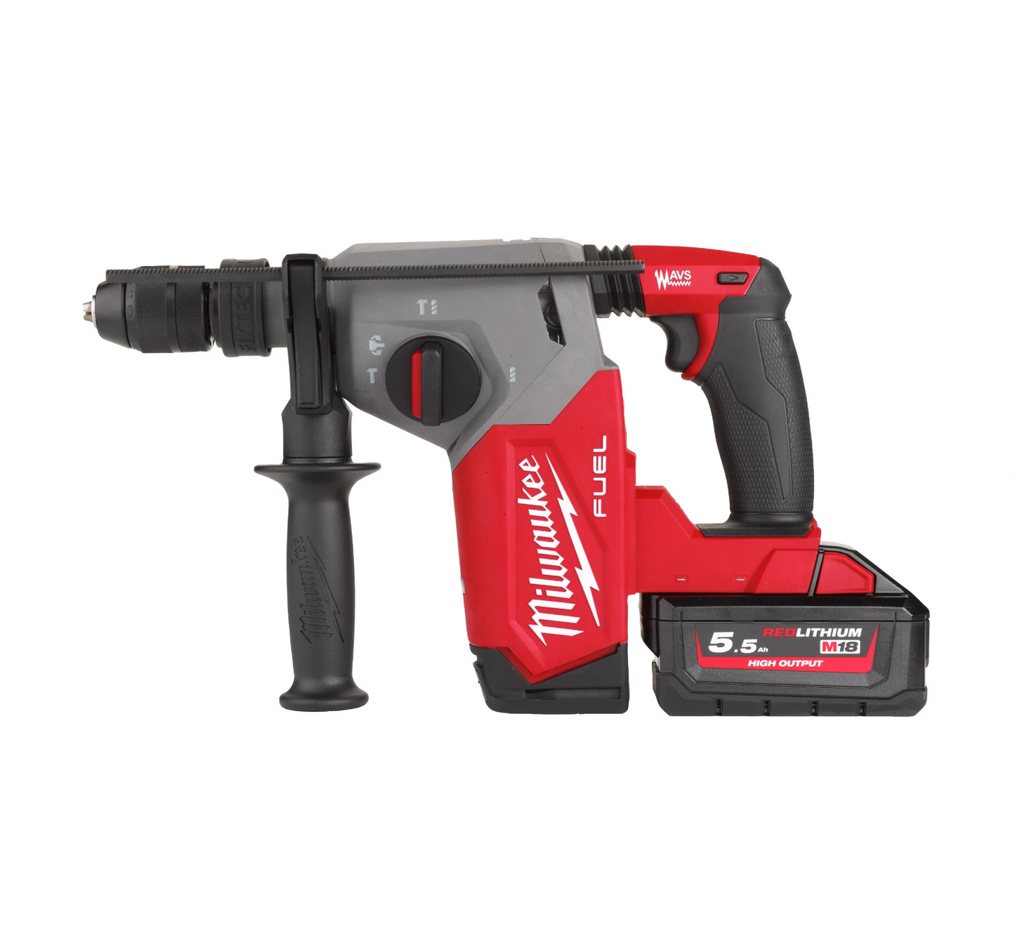Martillo combinado SDS-Plus de 26mm con Fixtec 2,5J + 2bat 5.5Ah + Cargador + Maletín Milwaukee M18 FHX-552X