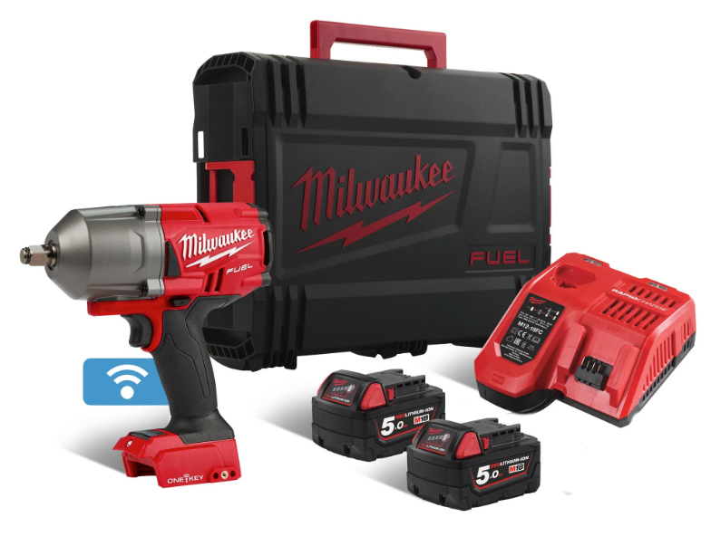 Chiave a impulsi M18 FUEL ONE-KEY 1/2" + 2 batterie da 5Ah + caricabatterie + valigetta Milwaukee M18 ONEFHIWF12-502X