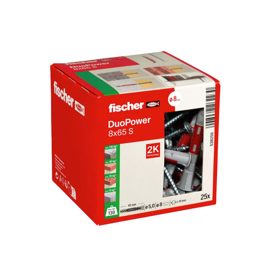 Caja Taco Duopower 10x50 L S + Tornillo Fischer 25uds