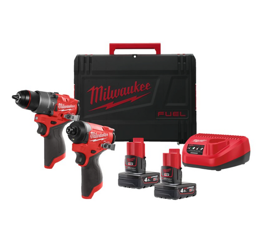 Powerpack trapano a percussione + avvitatore a impulsi + 2 batterie da 4.0Ah + caricabatterie + valigetta Milwaukee M12 FPP2A2-402X