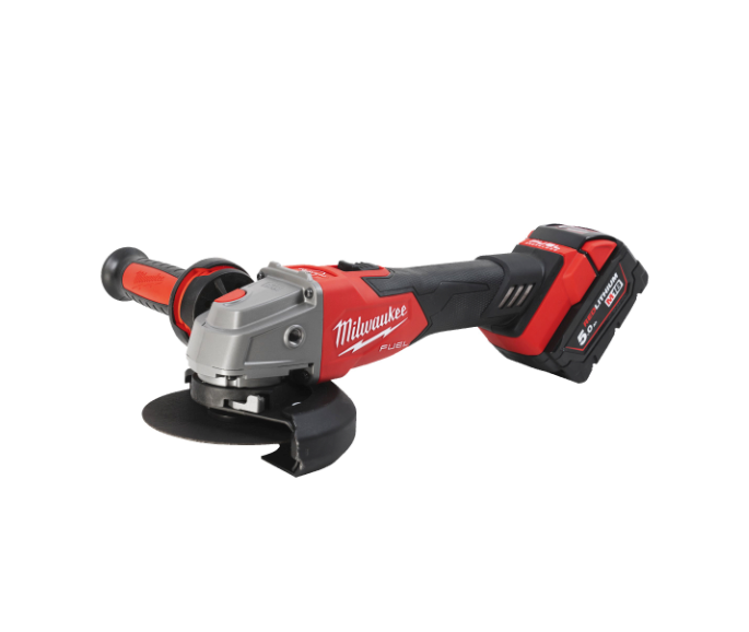 Amoladora angular M18 125mm con freno e interruptor de botón + 2bat 5Ah + Cargador + Maltín Milwaukee M18 FSAG125XB-502X