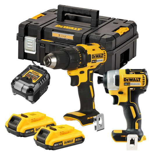 Kit trapano avvitatore DCD777 + avvitatore a impulsi DCF787 XR 18V + 2 batterie da 2 Ah + caricabatterie + valigetta Dewalt DCK2059D2T