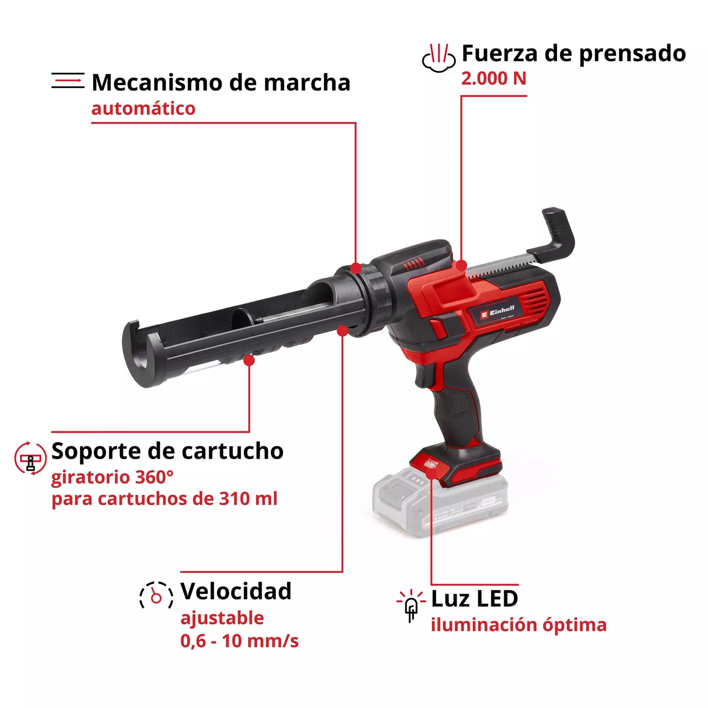Pistola de silicona 18V 310ml Einhell TE-SG 18/10 Li - Solo