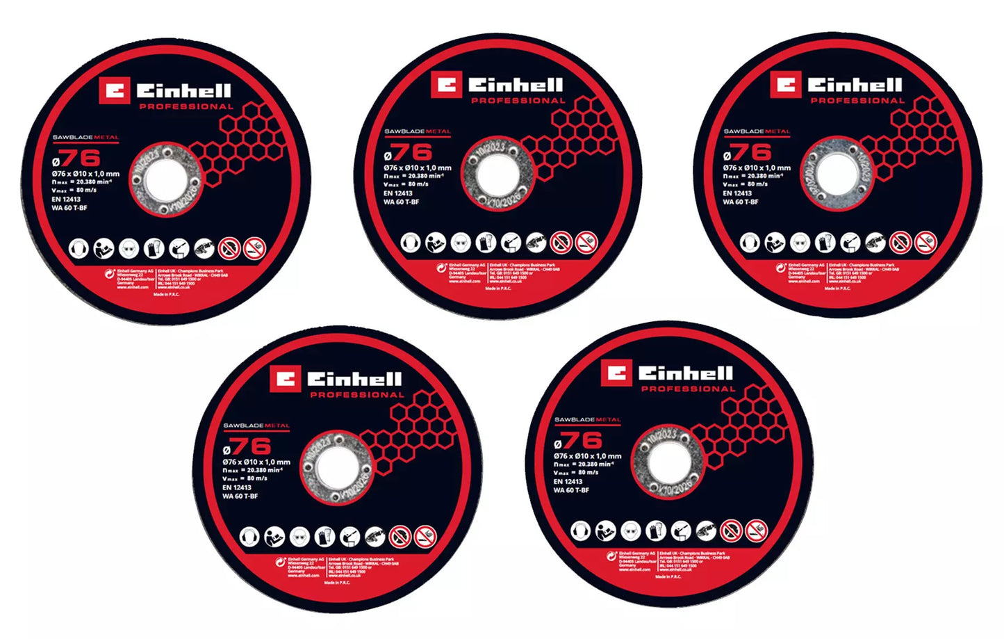 Set di 5 dischi diamantati da taglio 76mm Einhell