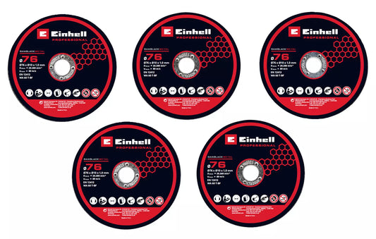 Set di 5 dischi diamantati da taglio 76mm Einhell
