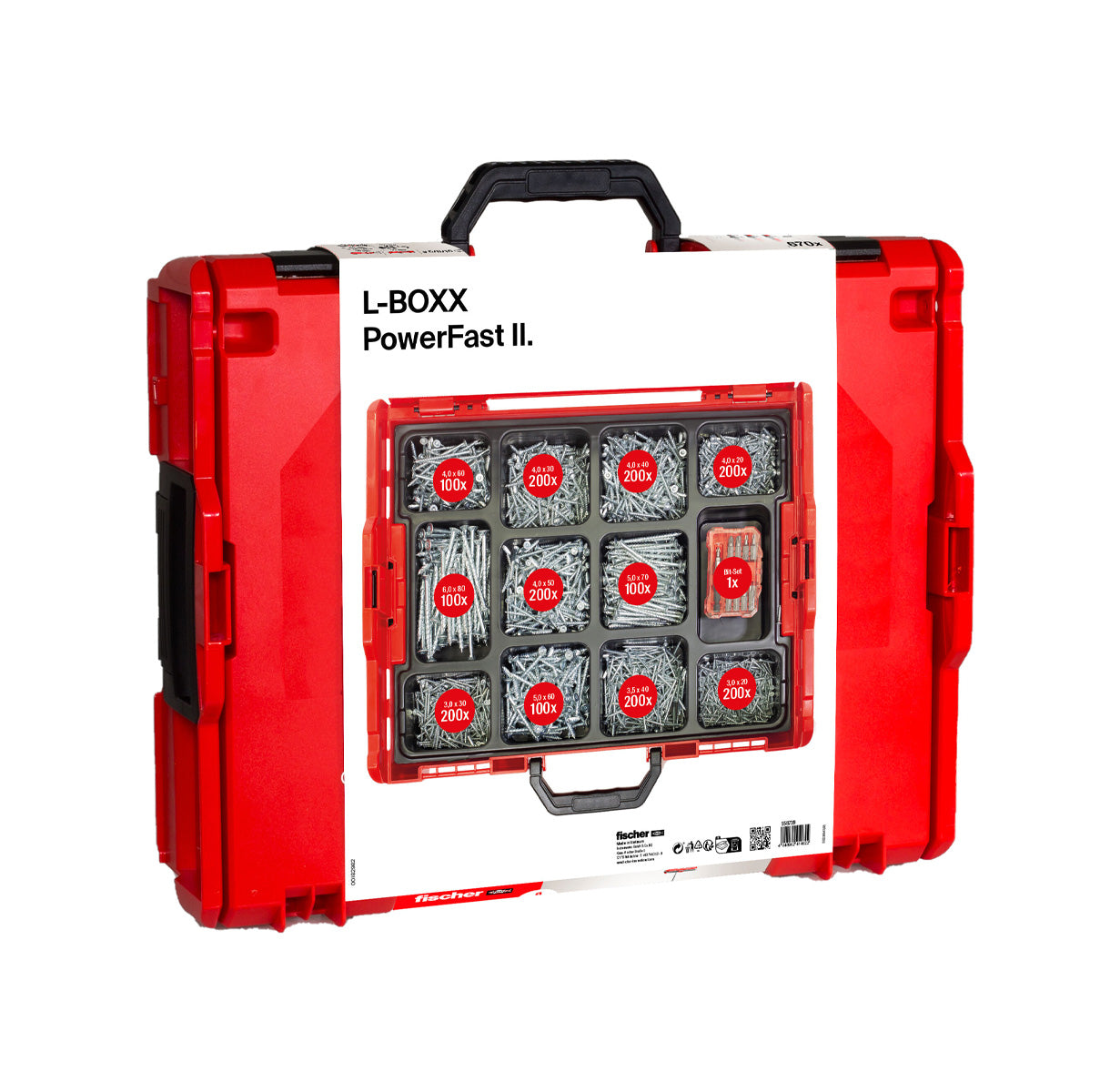 Kit PowerFast II L-BOXX 102, 1.800 viti + set ProfiBit da 10 pezzi Fischer
