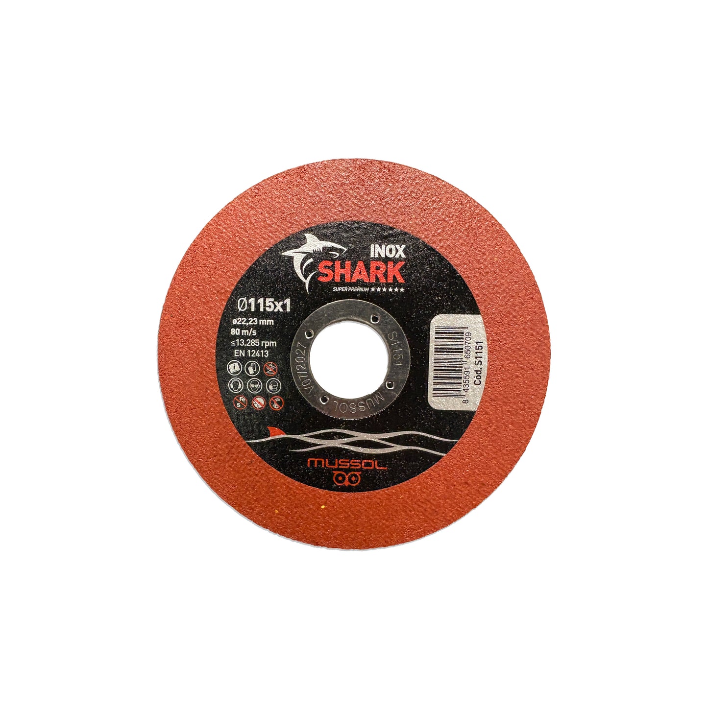 Disco de corte para acero INOX SHARK 115mm Mussol