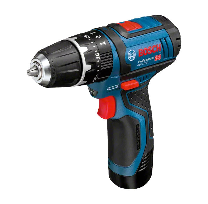 Trapano GSB 12V-15 + batteria da 2 Ah + set di 25 punte + caricabatterie Bosch
