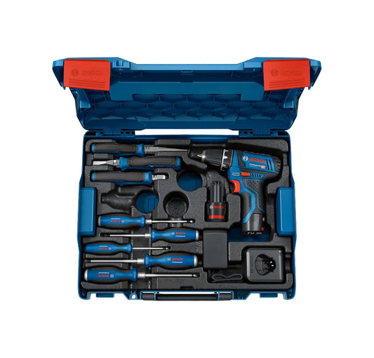 Set di avvitatore GSR 12V-15 e utensili manuali Pro Bosch